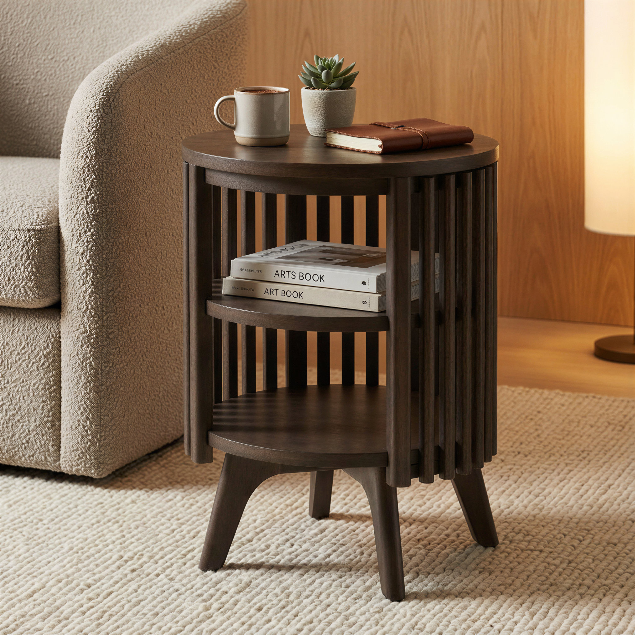 George Oliver Klever End Table with Storage | Round Modern Mid